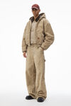Alexander Wang weathered tan hooded workwear jacket with weathered flocking