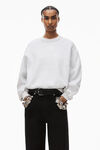 alexander wang puff logo sweatshirt in structured terry   light heather grey