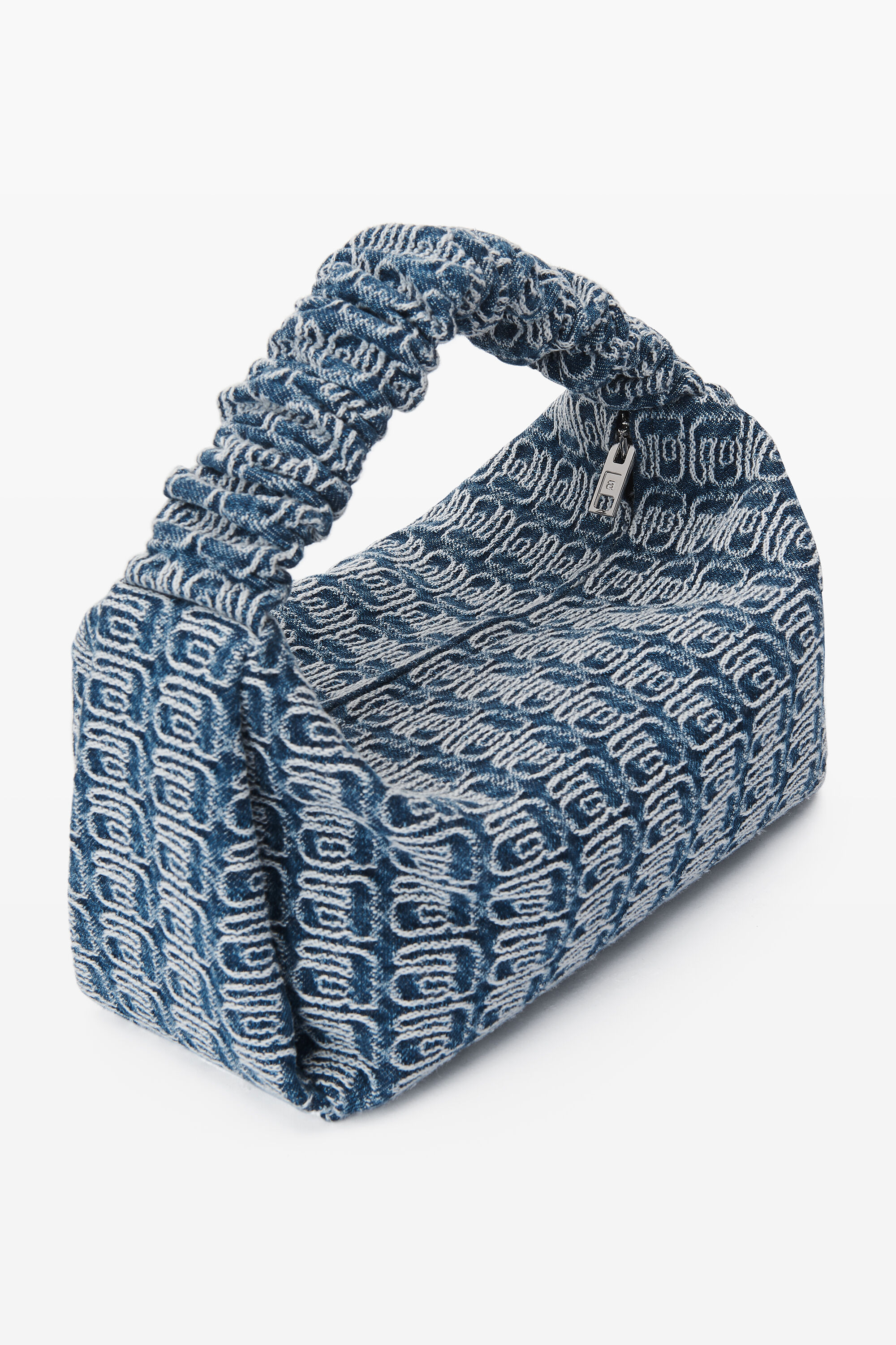 SCRUNCHIE SMALL BAG IN JACQUARD DENIM