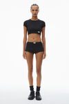 Alexander Wang black crystal hotfix short-sleeve cropped tee