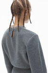 Alexander Wang charcoal long sleeve dress in wool blend with crystal hotfix trim