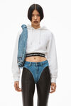 alexander wang long-sleeve hoodie in stretch corduroy bright white