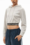 alexander wang long-sleeve hoodie in stretch corduroy heather grey