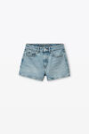 alexander wang shorty high-rise short in denim light indigo fade
