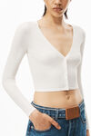 alexander wang cardigan in stretch viscose knit soft white