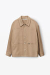 alexander wang oversized pocket shirt in cotton twill khaki