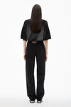 Alexander Wang grey aged ez mid rise jeans in crystal hotfix logo