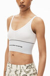 alexander wang logo elastic bra in ribbed jersey white