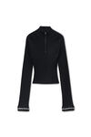 Alexander Wang black long-sleeve ruffle-hem turtleneck
