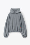 alexander wang raglan turtleneck hoodie in terry with apple puffed logo sidewalk