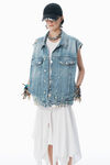 Alexander Wang light powder blue regen indigo denim vest with hardware