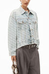 Alexander Wang pebble bleach falling back logo jacket in pebble bleach denim