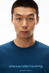 alexander wang short sleeve glitter puff logo tee dark navy combo