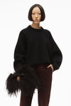 alexander wang drape back pullover in wool black