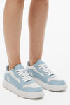 Alexander Wang white/blue puff pebble leather sneaker with logo