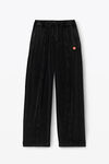 alexander wang apple logo track pant in velour washed pepper