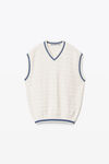 alexander wang tunic v-neck vest in compact cotton off white/marine