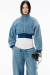 Alexander Wang washed light blue 浅蓝色磨毛牛仔布漏斗领夹克