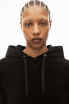 alexander wang long-sleeve hoodie in stretch corduroy  black