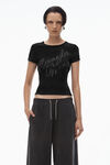 Alexander Wang black crystal hotfix tee in ribbed jersey