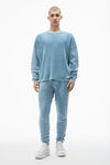 Alexander Wang washed blue long-sleeve tee in waffle-knit cotton stretch