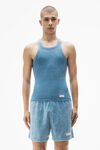 Alexander Wang washed blue débardeur à dos nageur en coton côtelé