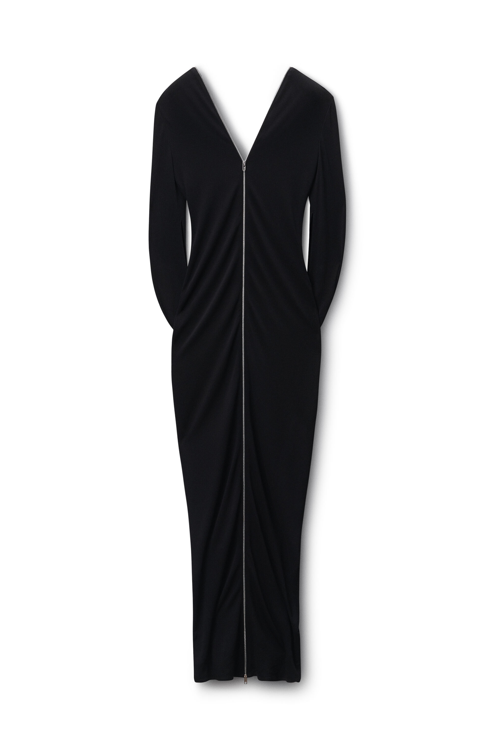 Zippered Sleeve Maxi Dress in Jersey in BLACK | alexanderwang®