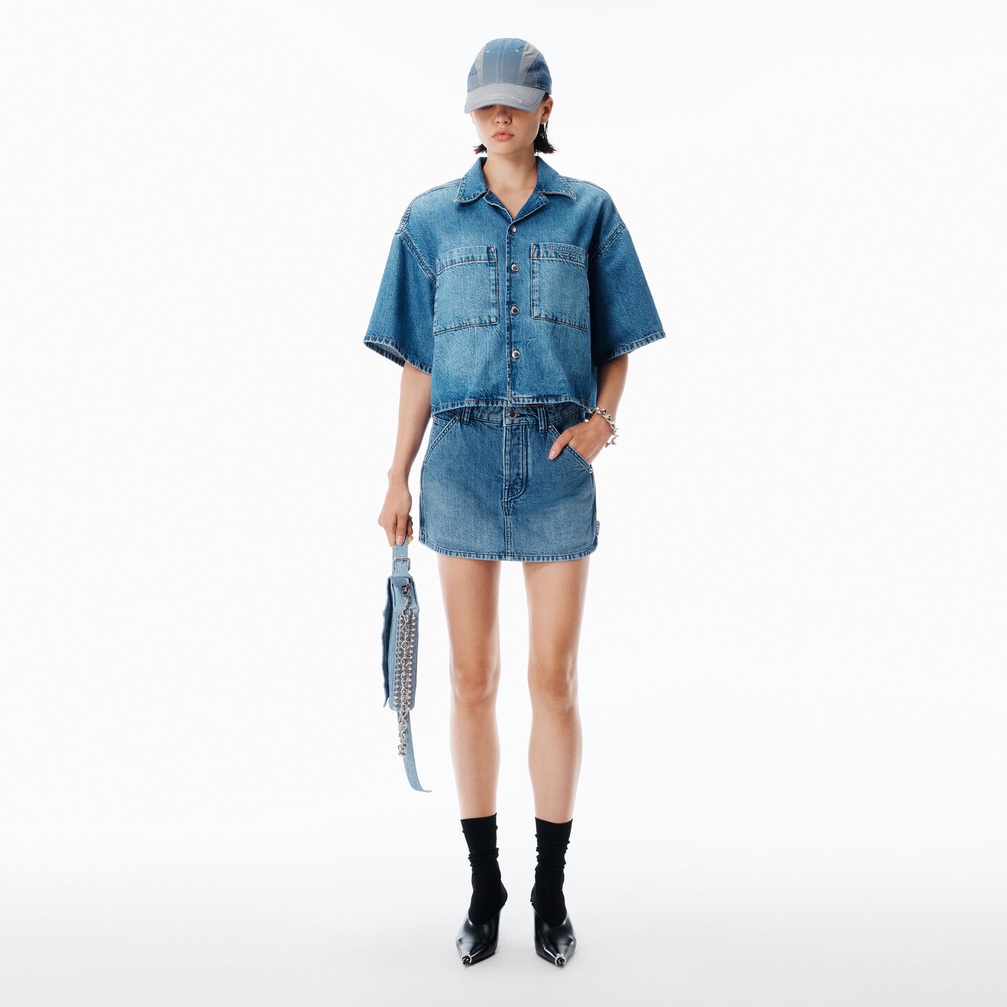 Alexander Wang Carpenter Mini Skort In Blue