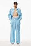 alexander wang cargo pants in compact cotton chambray blue