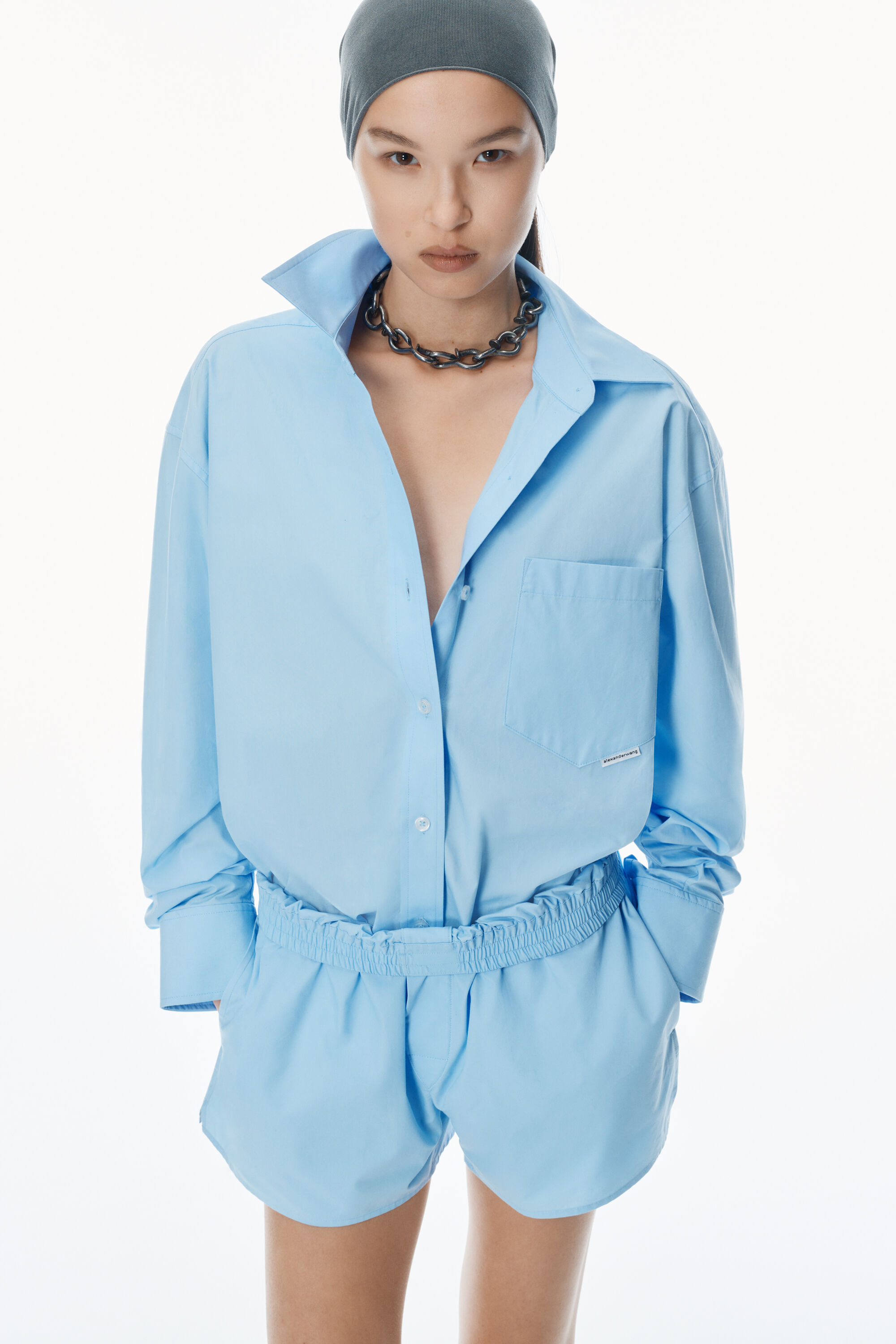 Boyfriend Shirt in Cotton in CHAMBRAY BLUE | alexanderwang®