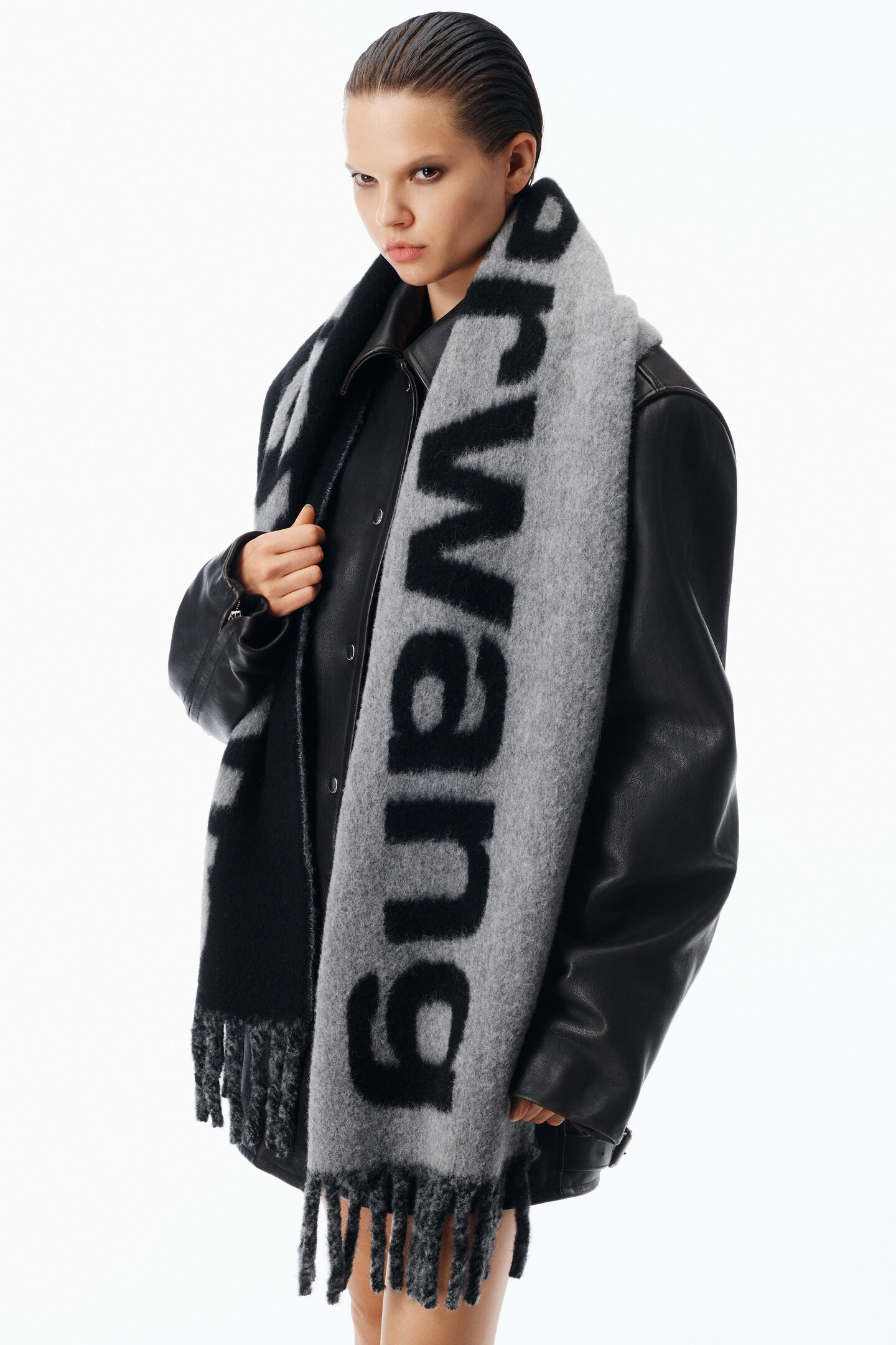 Alexander Wang Jacquard Logo Scarf In Alpaca-wool Blend In Multi