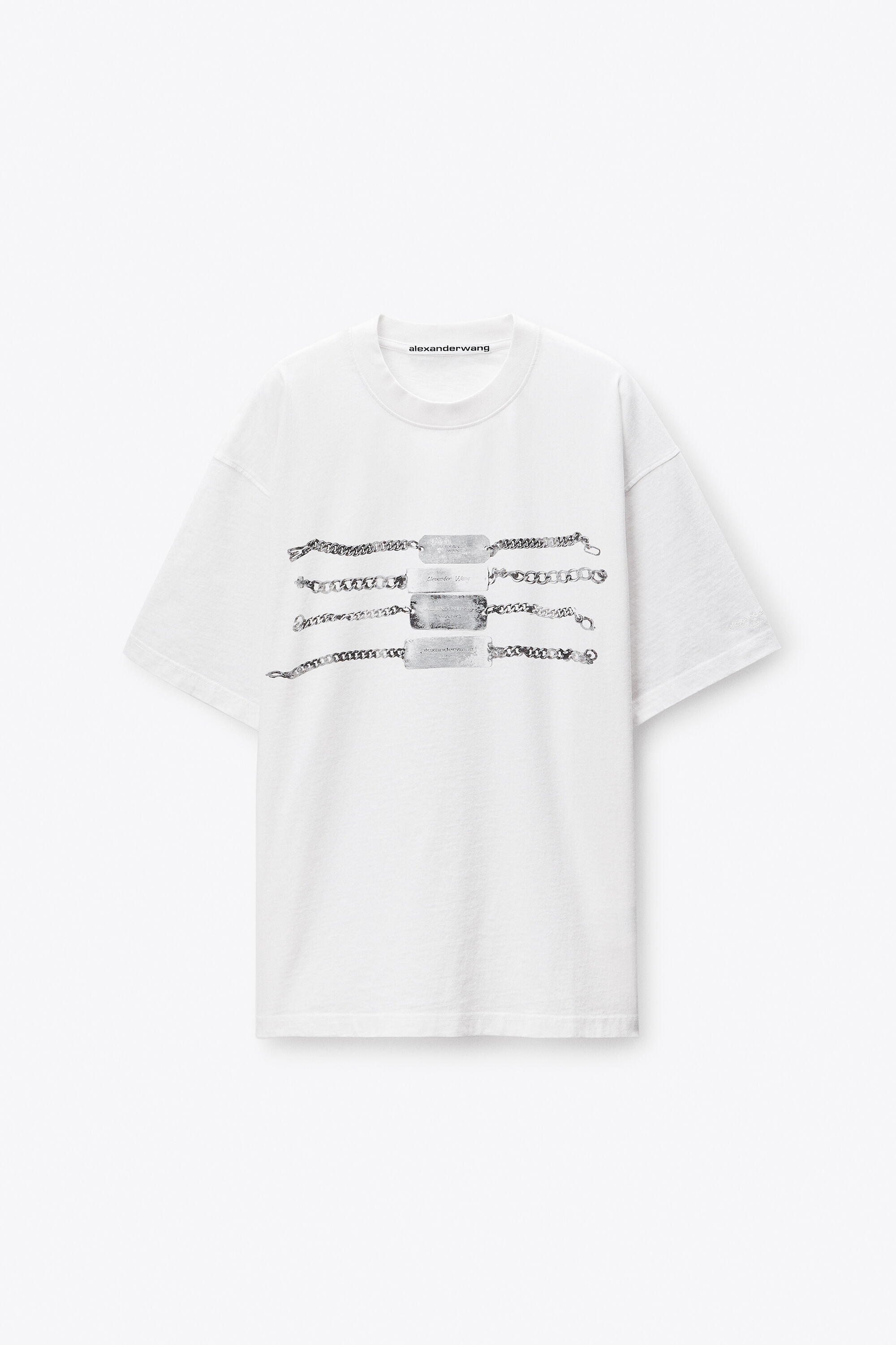Unisex Short Sleeve Chain Graphic Tee in Jersey Oversized in WHITE