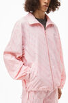 alexander wang logo track jacket in crinkle nylon light pink