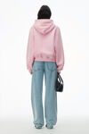 alexander wang puff logo hoodie in terry soft candy pink