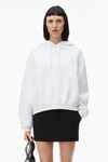 alexander wang puff logo hoodie in structured terry   white