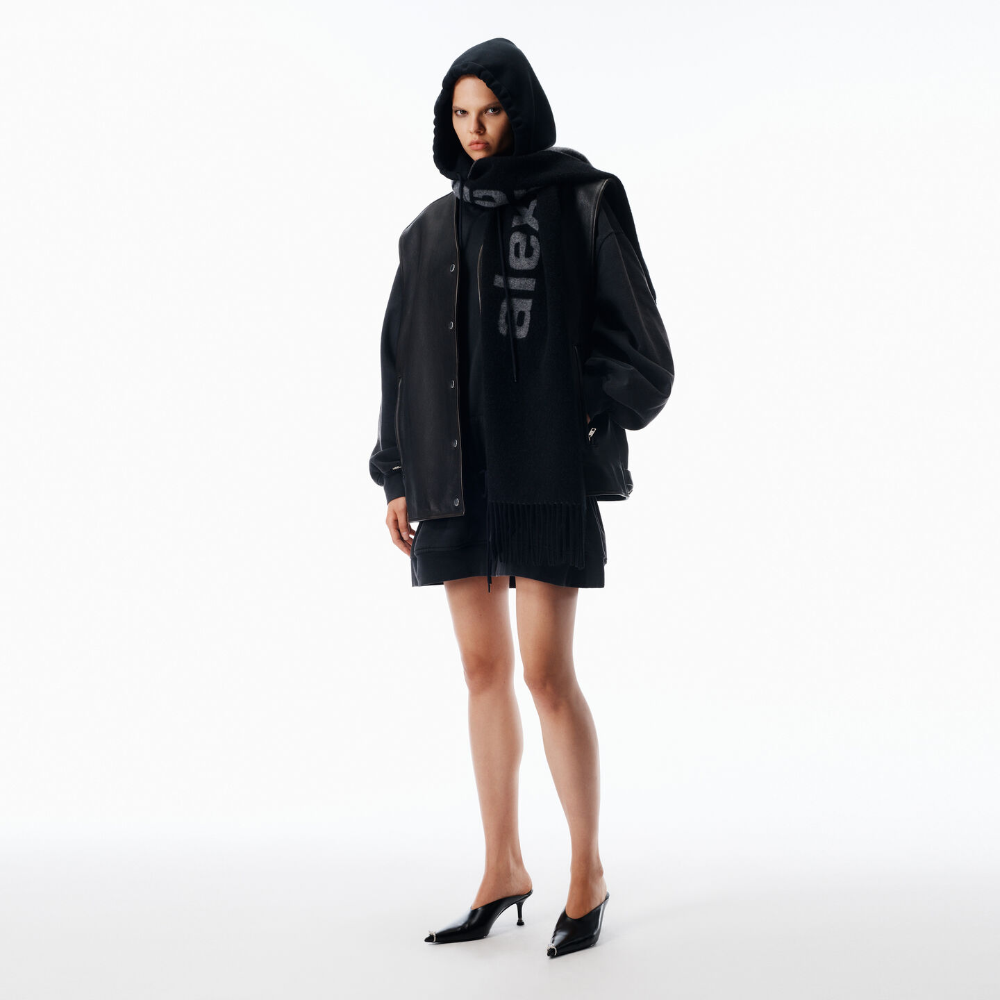 Alexander Wang Scarf Hoodie In Black