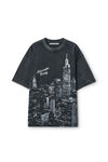 Alexander Wang washed black black ny skyline crystal hotfix t-shirt