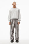 alexander wang puff logo long sleeve tee in compact jersey light heather grey