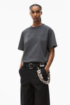 alexander wang embossed logo tee in compact jersey soft obsidian