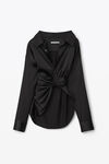 alexander wang draped button up shirt in silk charmeuse black