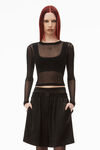 alexander wang long sleeve top in gauzy mesh black