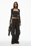 Alexander Wang washed charcoal haut froncé en jersey effet daim
