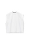 Alexander Wang white puffed logo muscle tank top in cotton