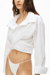 alexander wang cross drape crop shirt in compact cotton white