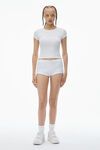 Alexander Wang white crystal hotfix scoop neck tee