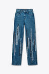 Alexander Wang deep blue ez 竖向徽标深蓝色牛仔裤