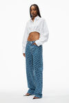 Alexander Wang deep blue/white ez mid rise jeans in logo crystal hotfix