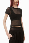 alexander wang short sleeve top in gauzy mesh black