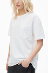 Alexander Wang white unisex pocket tee in high twist jersey