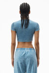 Alexander Wang washed blue cropped short-sleeve baby tee in ribbed cotton